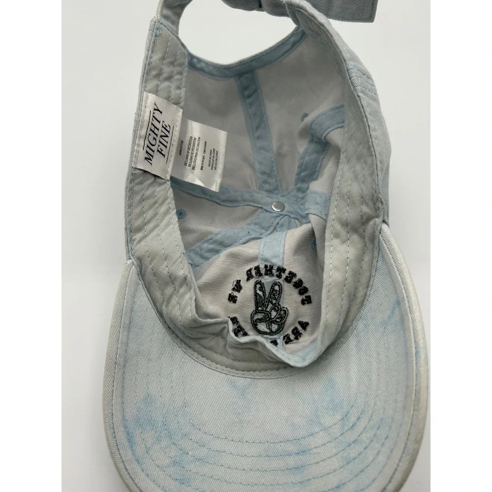 Mighty Fine Together We Are Better‎ Peace Sign Acid Wash Denim Baseball Hat Blue
